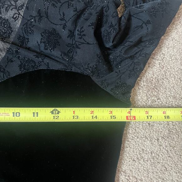 Vtg 90s Robbie Bee Velvet Maxi Dress Floral Mesh Sparkle Witchy Goth Wednesday - Picture 9 of 10